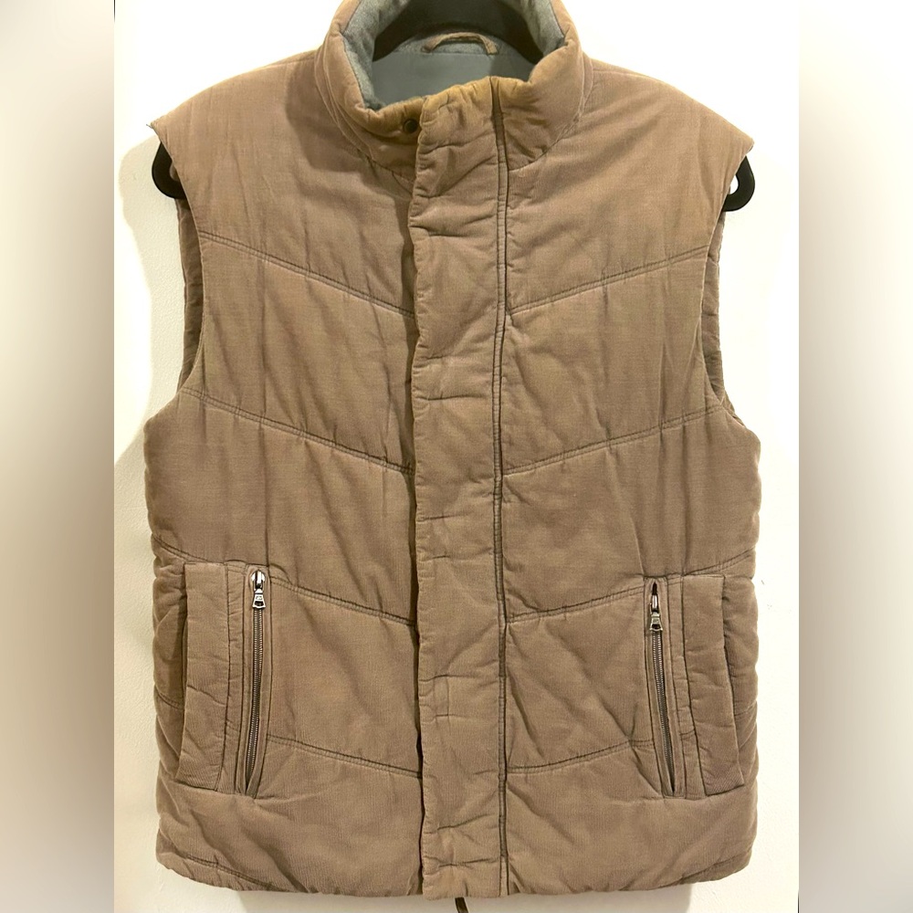 ELIE TAHARI Tan Quilted Corduroy Men’s Vest Zip Up Size Small